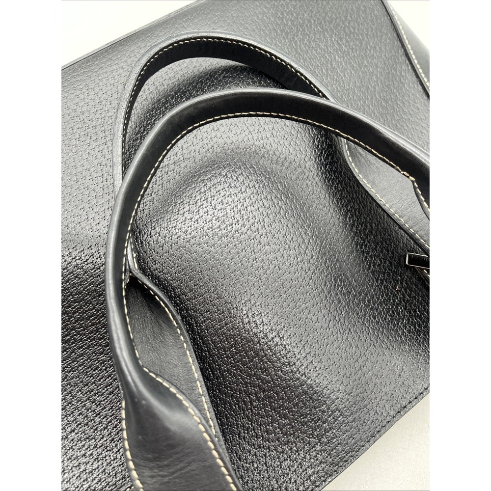 Authentic Gucci Pebbled Leather Tote Shoulder Bag Black GG Lining - Picture 9 of 16